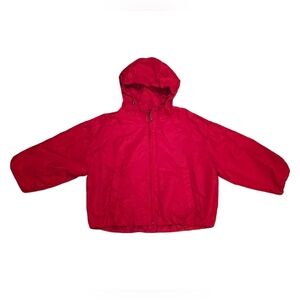 Nautica Womens Red Hooded Rain Jacket Windbreaker XL